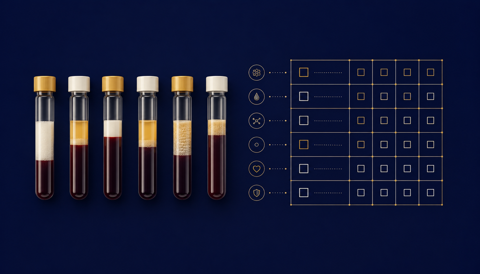 Clinical bloodwork monitoring checklist and lab vials for men on semaglutide