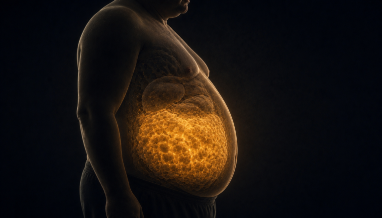 illustration of visceral fat surrounding the midsection