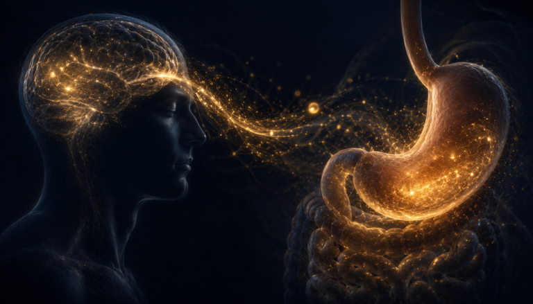 Symbolic illustration showing the brain and the stomach